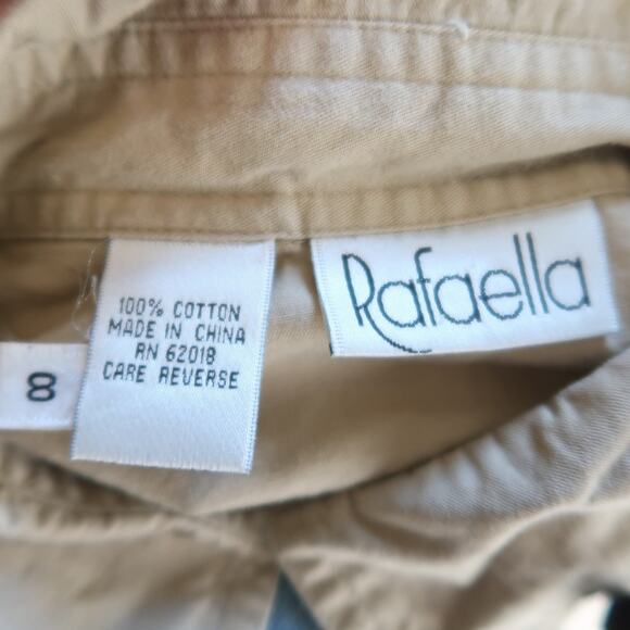 Vintage 90s Rafaella khaki tan button front sleeveless midi shirt dress 8 - Picture 5 of 5